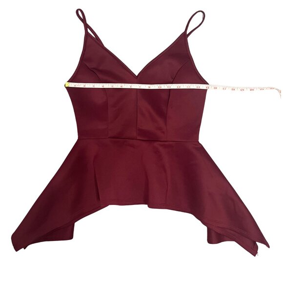 Love J Women's Burgundy Peplum Tank Sz M Asymmetrical Hem Date Night Y2K Chic - Picture 4 of 10